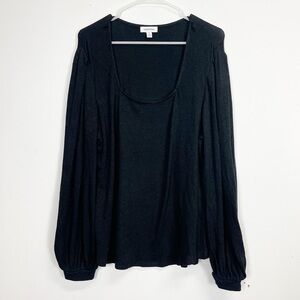 NEW Nordstrom Sweater Womens 2X Black Pullover Scoop Long Sleeve Knit NWOT